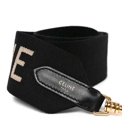 Celine Jacquard Wool Logo Short Strap Black Beige 3 of 4