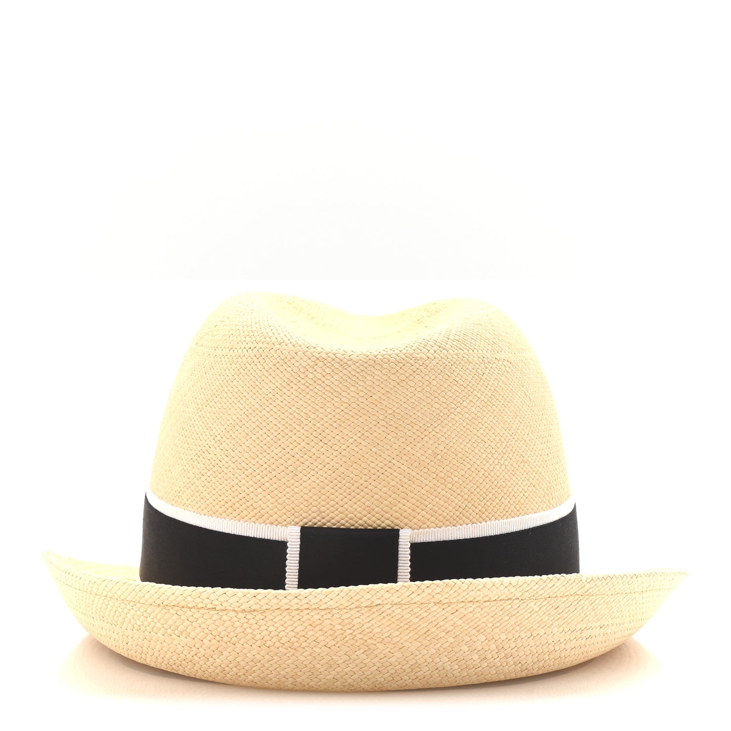 Straw Grosgrain Ribbon Fedora Hat S Beige Black