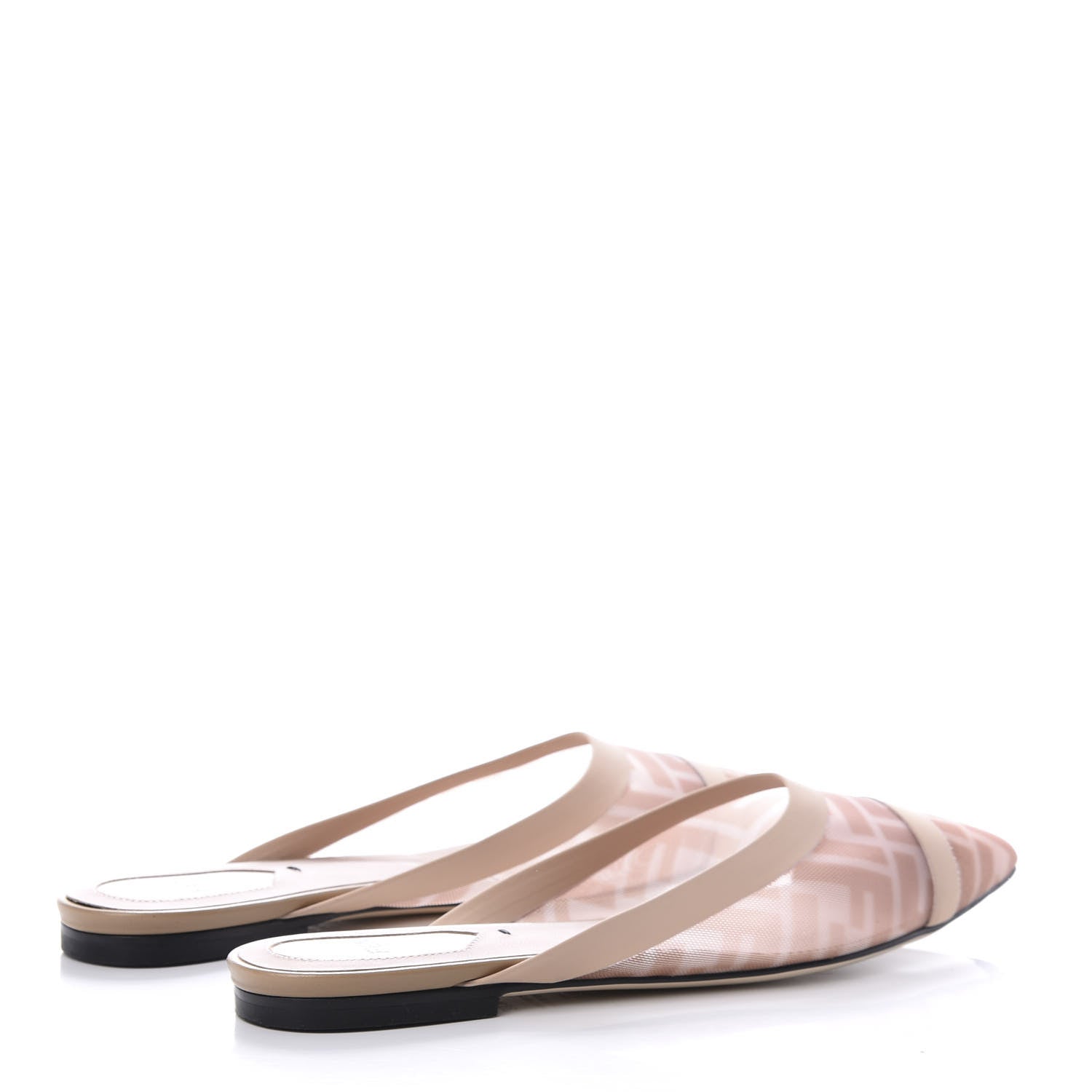 Fendi Technical Mesh FF Colibri Flat Mules 36.5 Rose Nudo 4 of 8