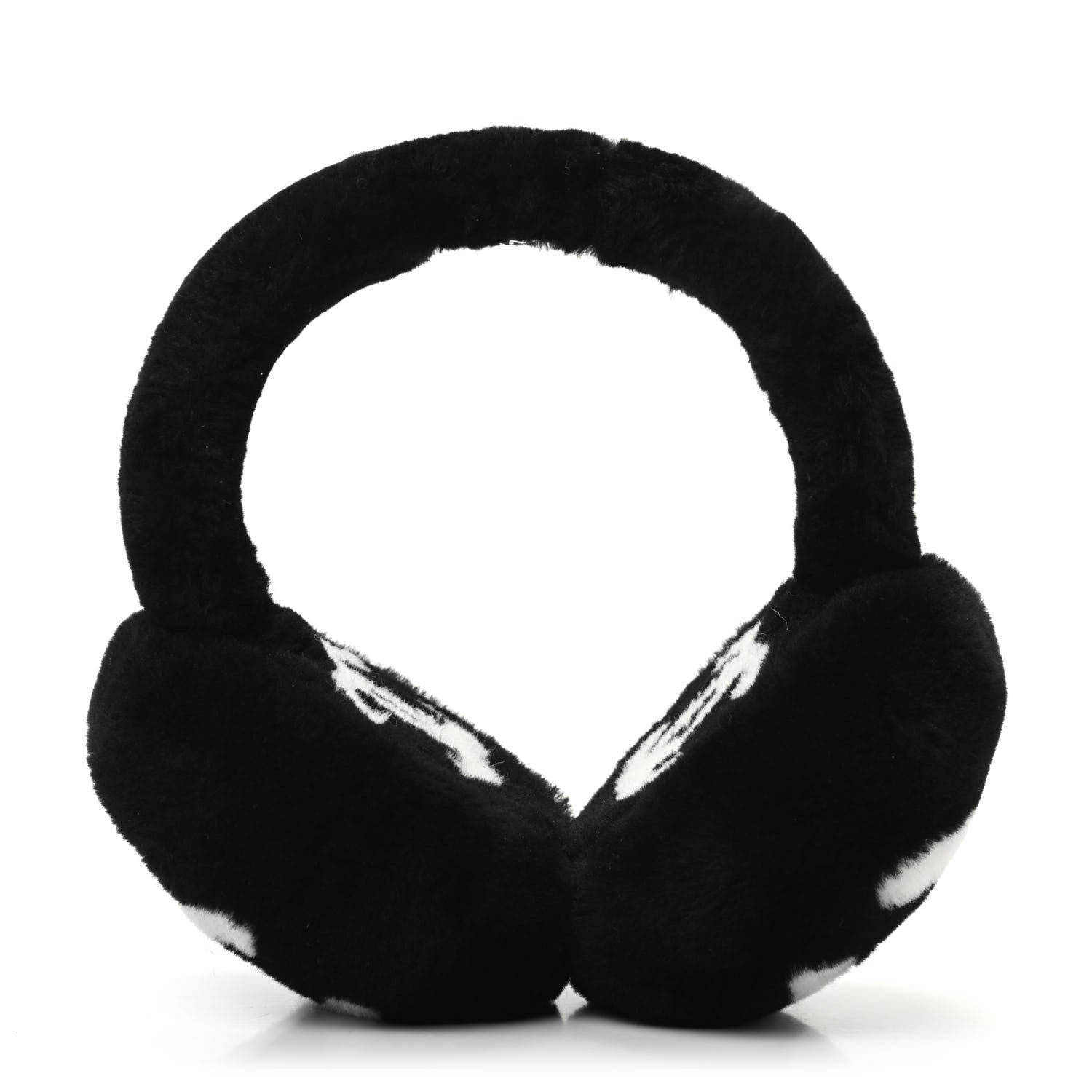 Chanel Shearling CC Ear Muffs Black White 5 of 8