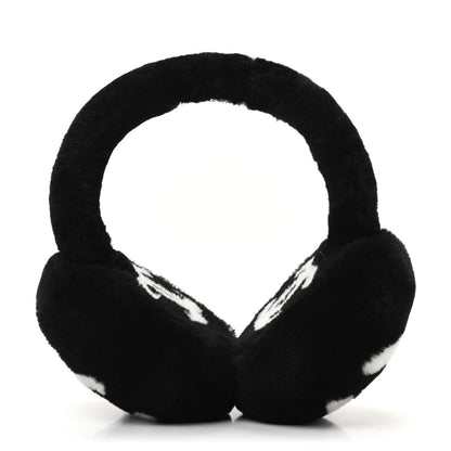 Chanel Shearling CC Ear Muffs Black White 5 of 8