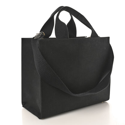 Fendi X VERSACE Cotton Canvas Cuoio Romano Fendace Logo Embroidered Signature Shopping Tote Black Gold 3 of 10