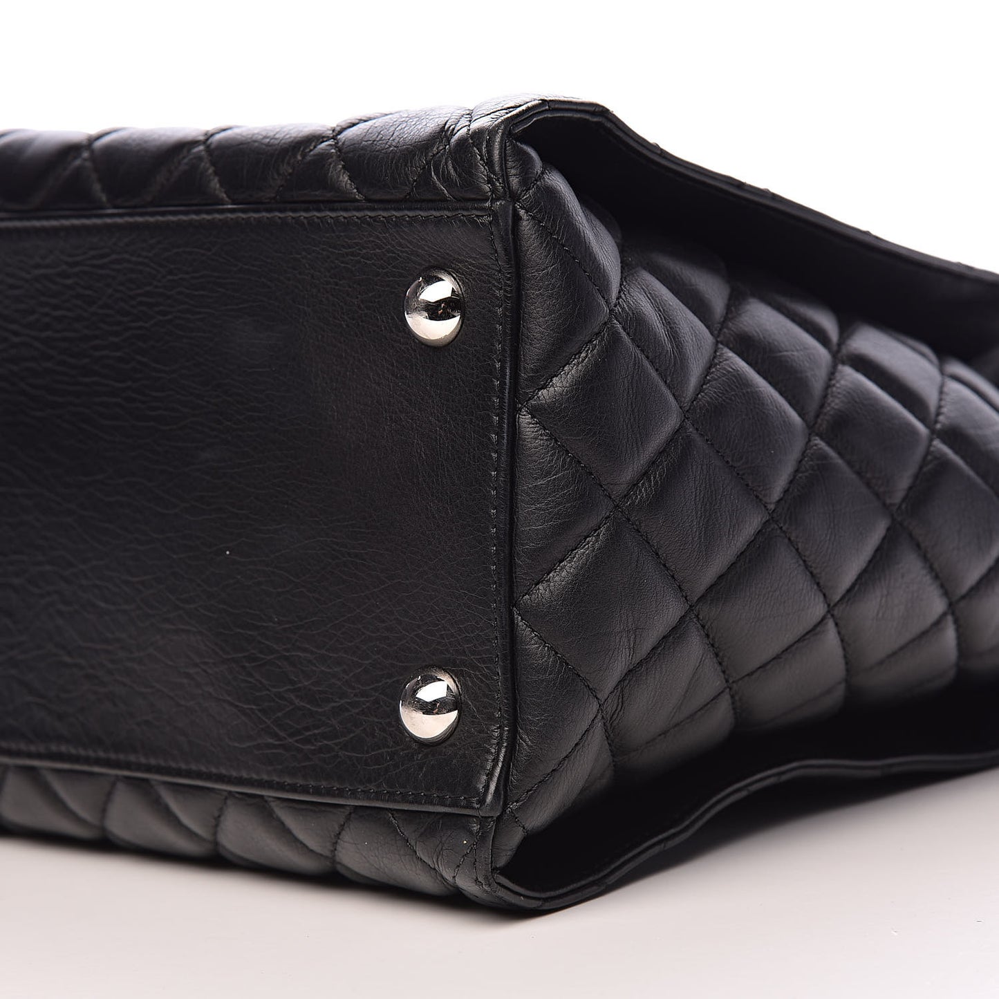 Calfskin Quilted Large Chic and Soft Shopping Tote Black