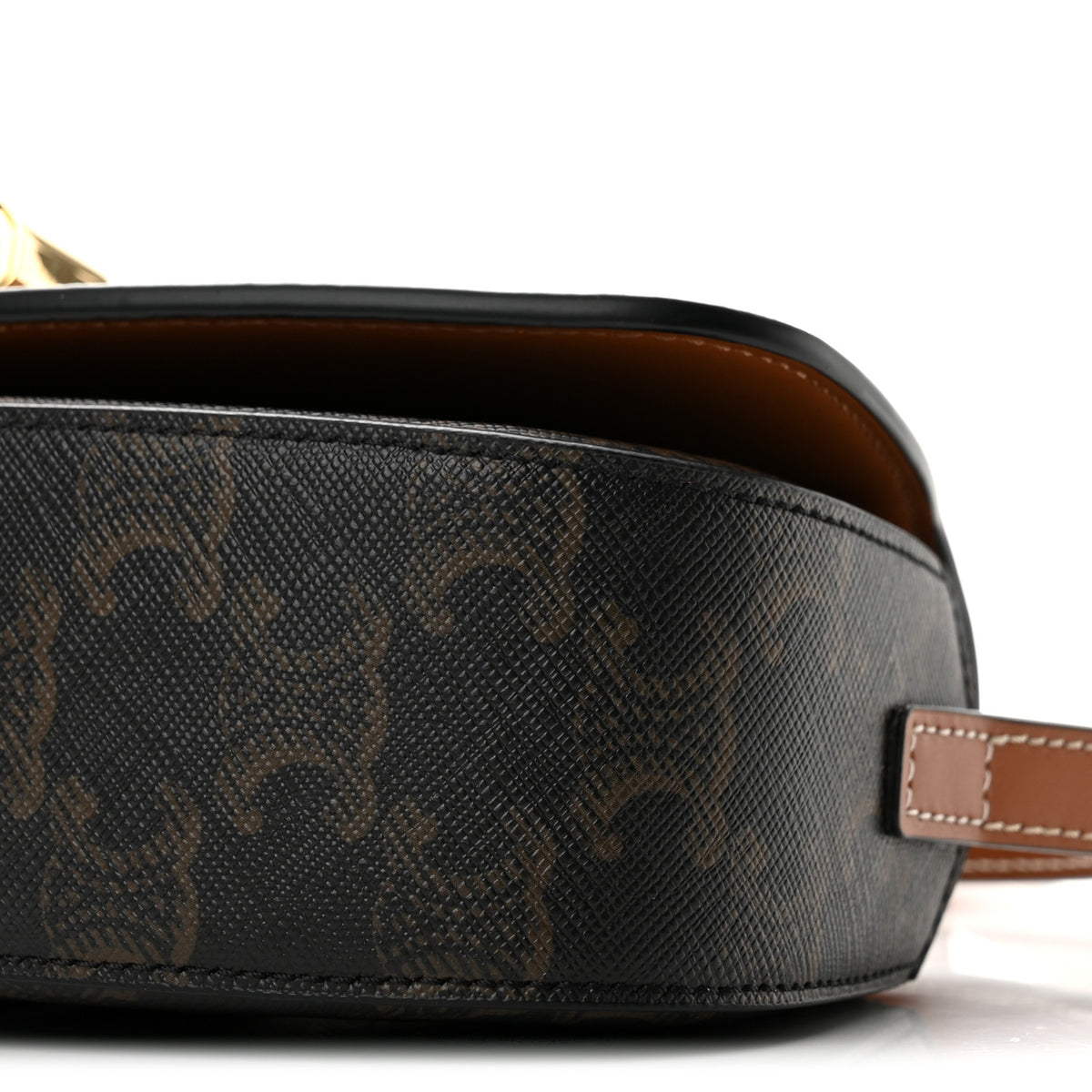 Triomphe Canvas Calfskin Tabou Clutch on Strap Tan