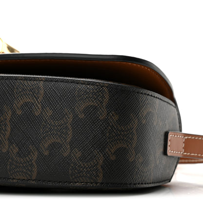Celine Triomphe Canvas Calfskin Tabou Clutch on Strap Tan 11 of 13