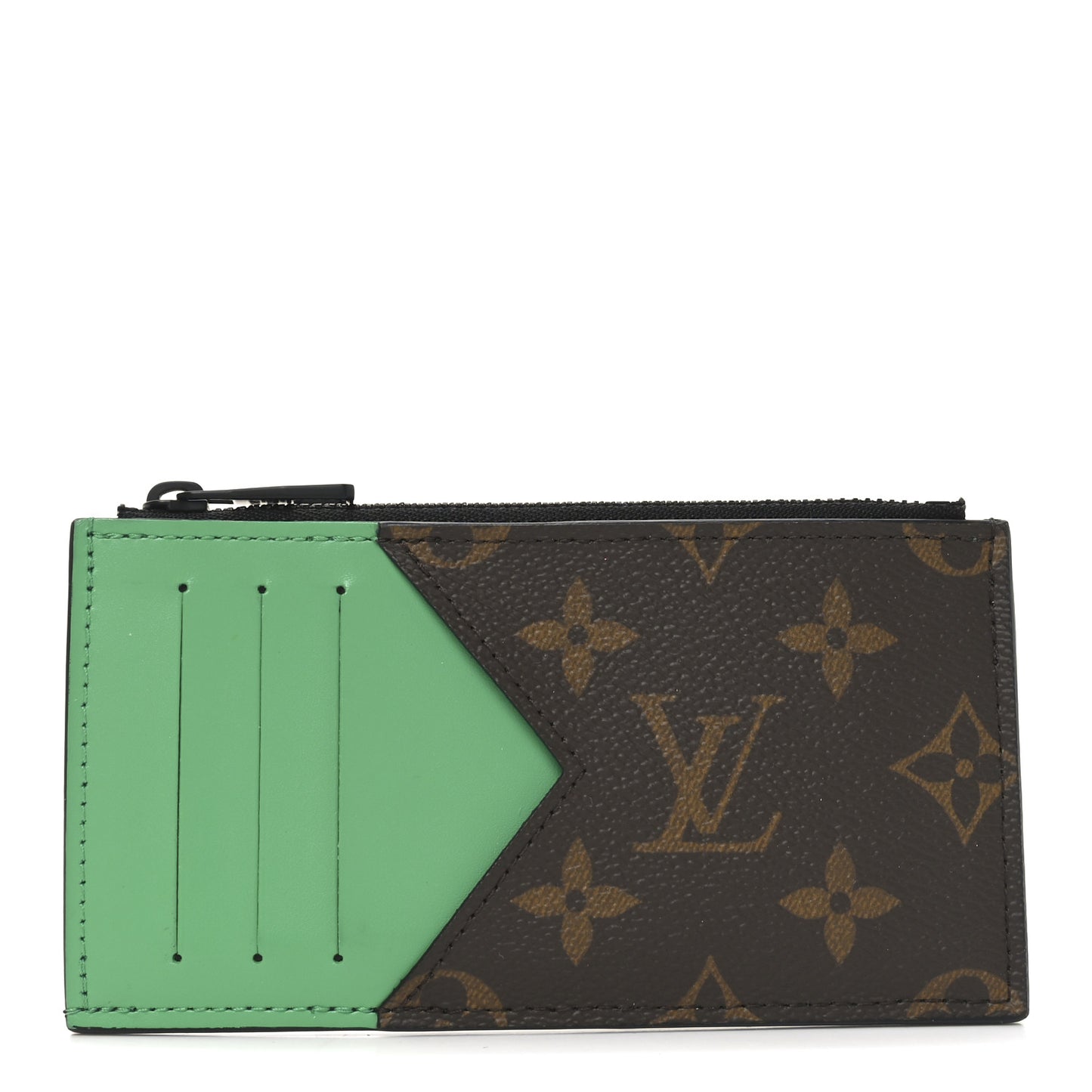 Monogram Calfskin Coin Card Holder Minty Green