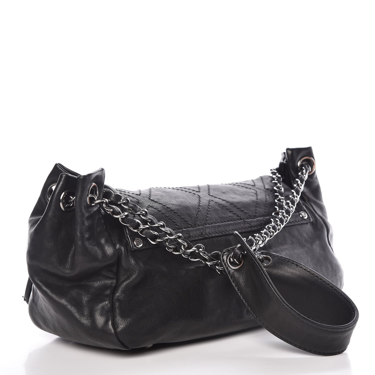 Chanel Calfskin Diamond Stitch Accordion Flap Black 3 of 12