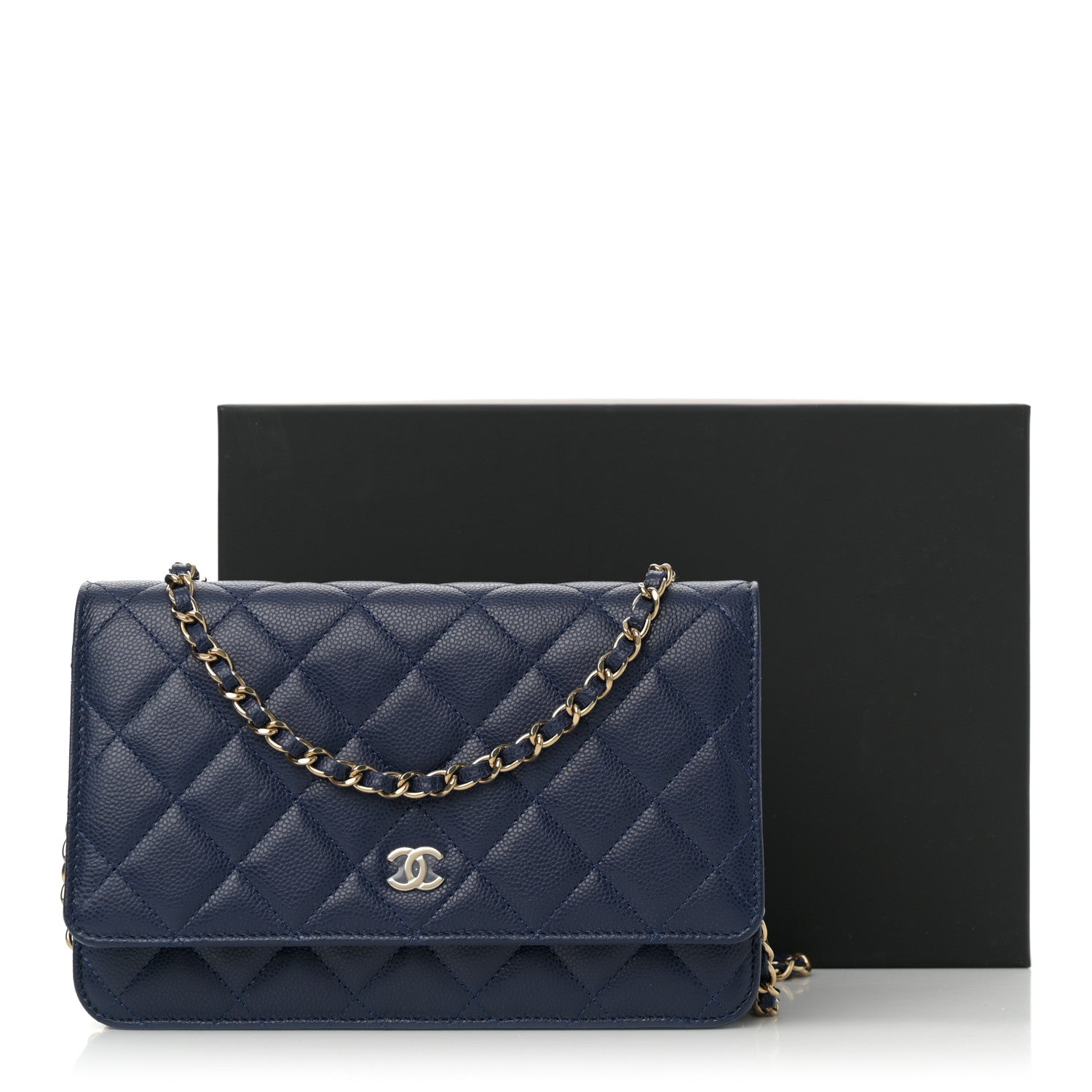 Chanel Caviar Quilted Wallet on Chain WOC Navy Blue 13 of 13