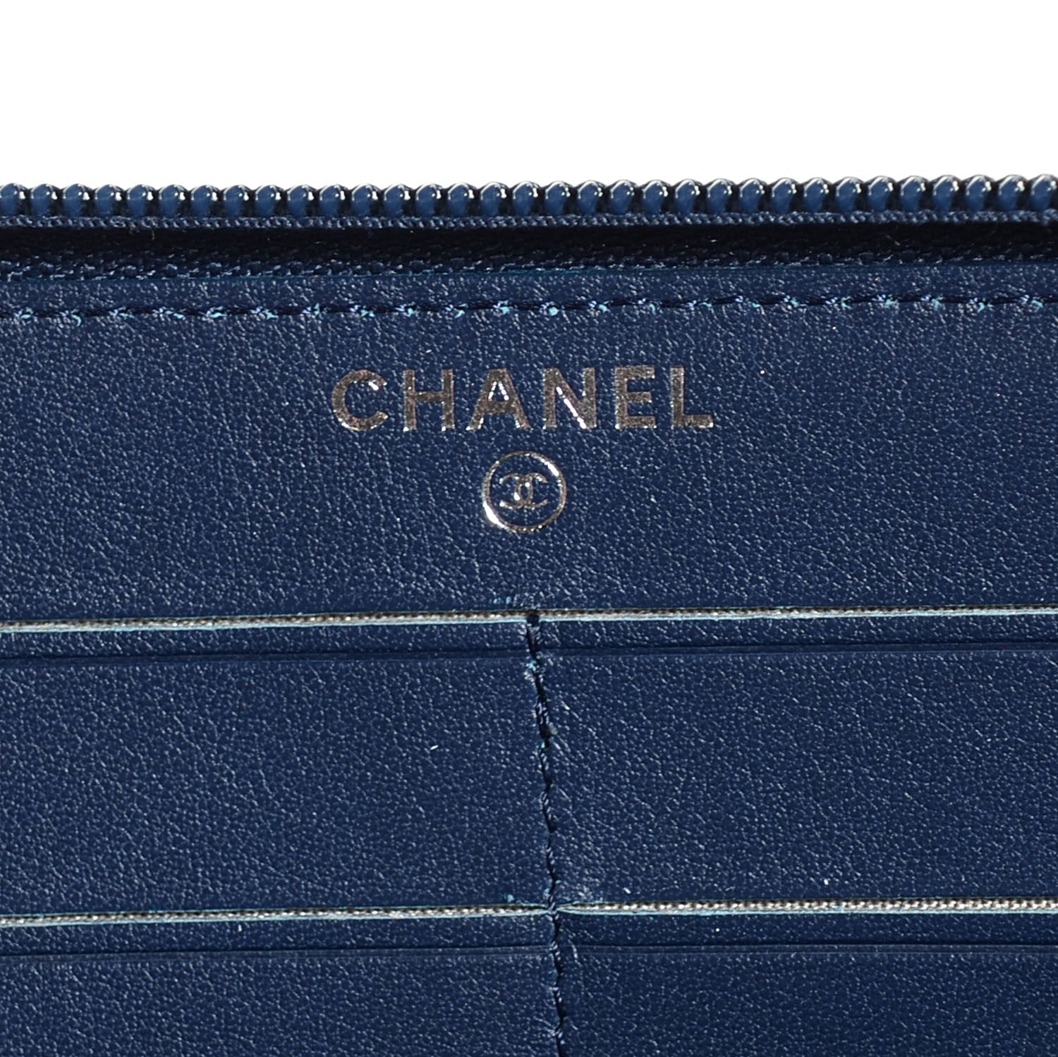 Chanel Caviar Large Timeless CC Zip Around Wallet Navy Blue 7 of 9