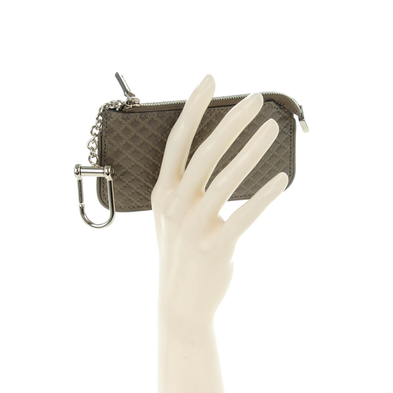 Gucci Calfskin Diamante Embossed Key Case Grey 2 of 7