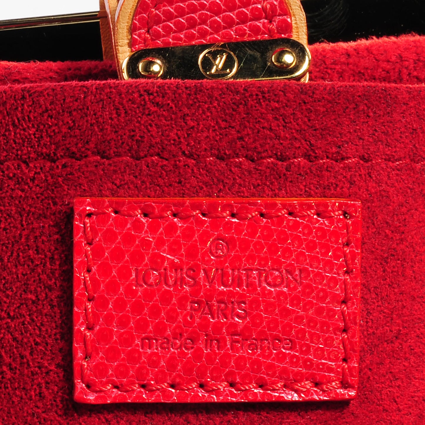 Lizard Monogram Cerises Sac Fermoir PM