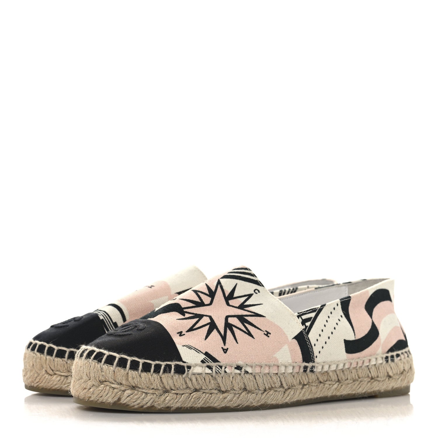 Chanel Fabric CC Espadrilles 38 Pink White Black 4 of 10