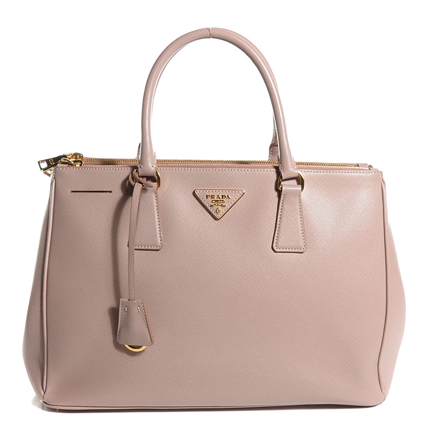 Saffiano Lux Medium Double Zip Tote Cammeo