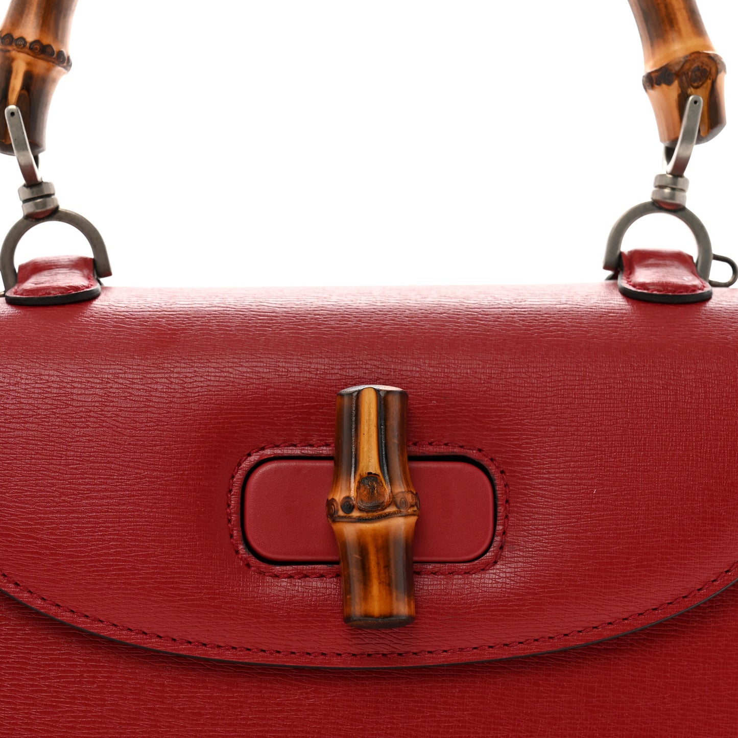 Shangai Calfskin Small Classic Bamboo Top Handle Bag Romantic Cerise
