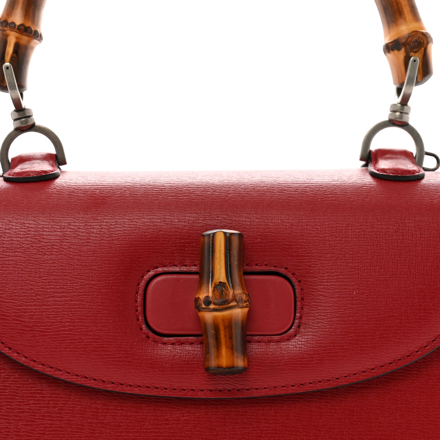 Gucci Shangai Calfskin Small Classic Bamboo Top Handle Bag Romantic Cerise 8 of 11