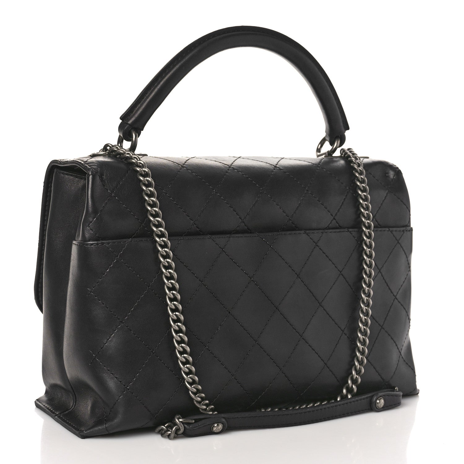 Chanel Calfskin Stitched Large Urban Luxury Top Handle Bag Black 2 of 12
