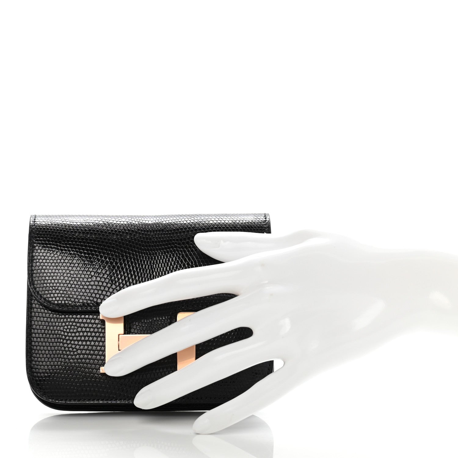 Hermes Lizard Constance Slim Wallet Black 2 of 7