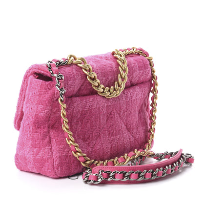 Chanel Tweed Quilted Medium 19 Flap Pink 2 of 9