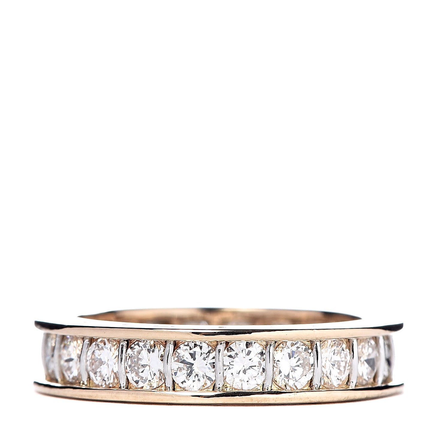 18K Yellow White Gold Diamond 4mm Ballerine Wedding Band Ring 49 4.75
