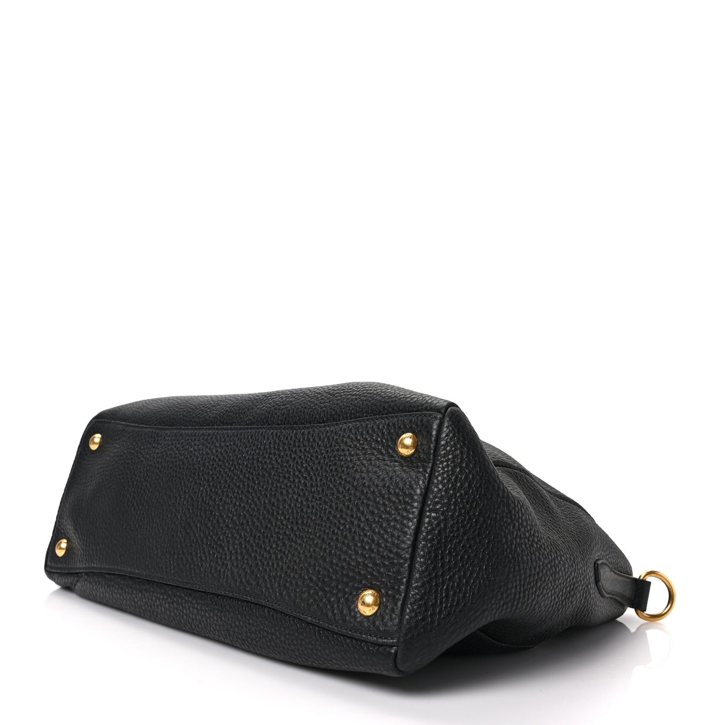 Vitello Daino Top Handle Zip Tote Black