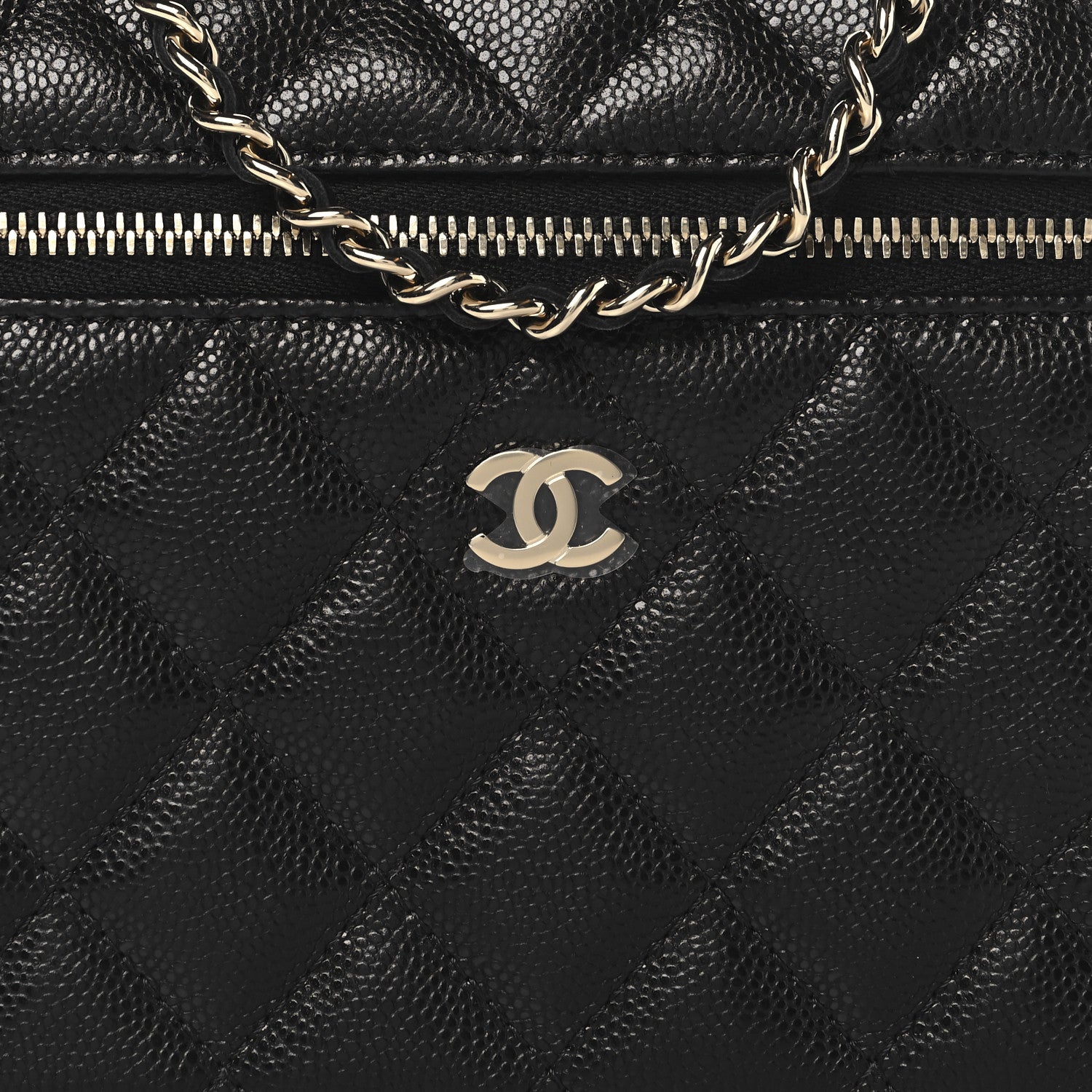 Chanel Caviar Quilted Top Handle Slim Vanity With Chain Black 8 of 11