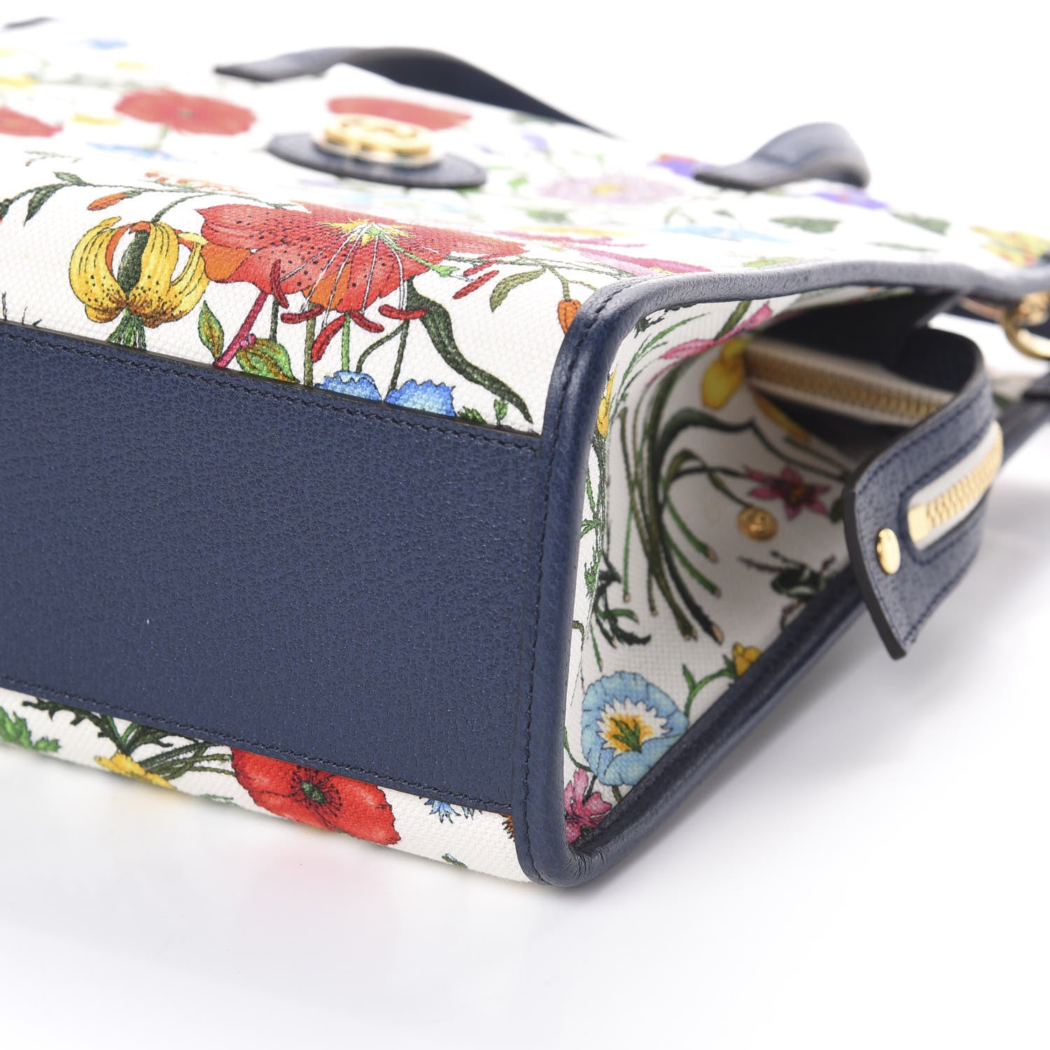 Gucci Canvas Medium Flora Tote White Multicolor Blue Agata 9 of 9