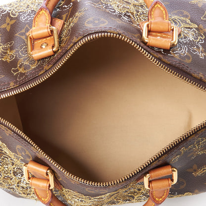 Louis Vuitton Monogram Dentelle Speedy 30 Gold 7 of 9