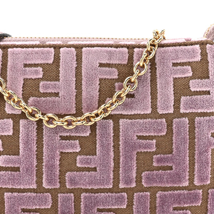 Fendi Velvet Jacquard FF Baguette Pouch Dusty Mauve 8 of 10