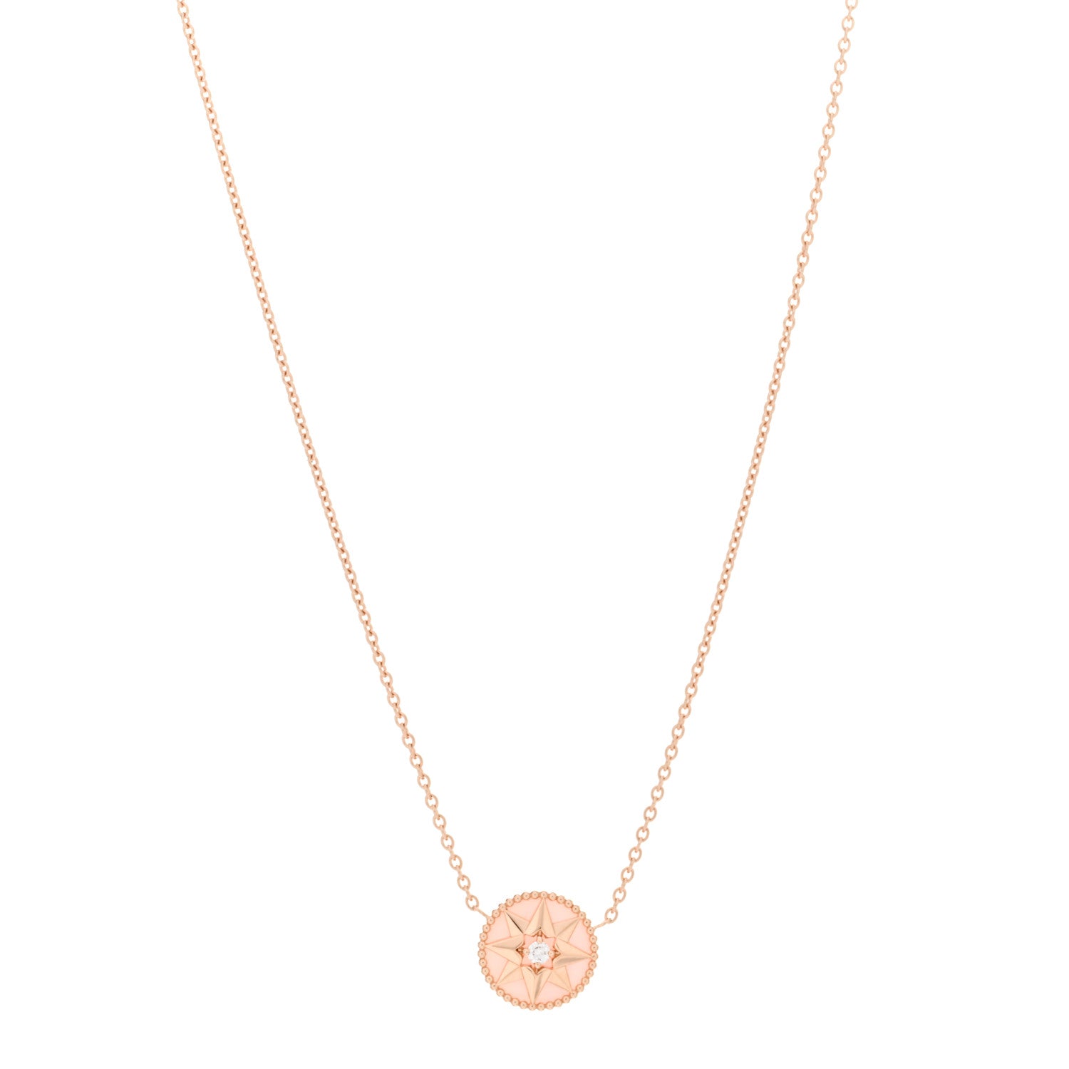 Christian Dior 18K Rose Gold Diamond Pink Opal Rose Des Vents Necklace 1 of 4