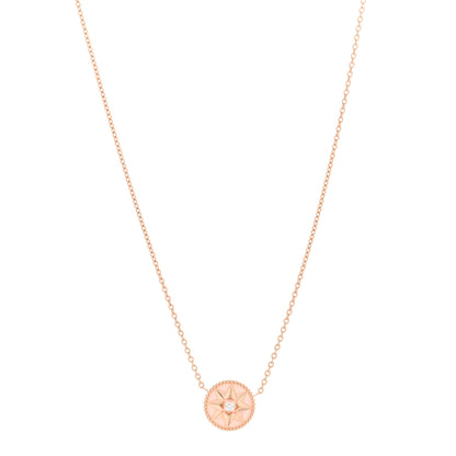 Christian Dior 18K Rose Gold Diamond Pink Opal Rose Des Vents Necklace 1 of 4