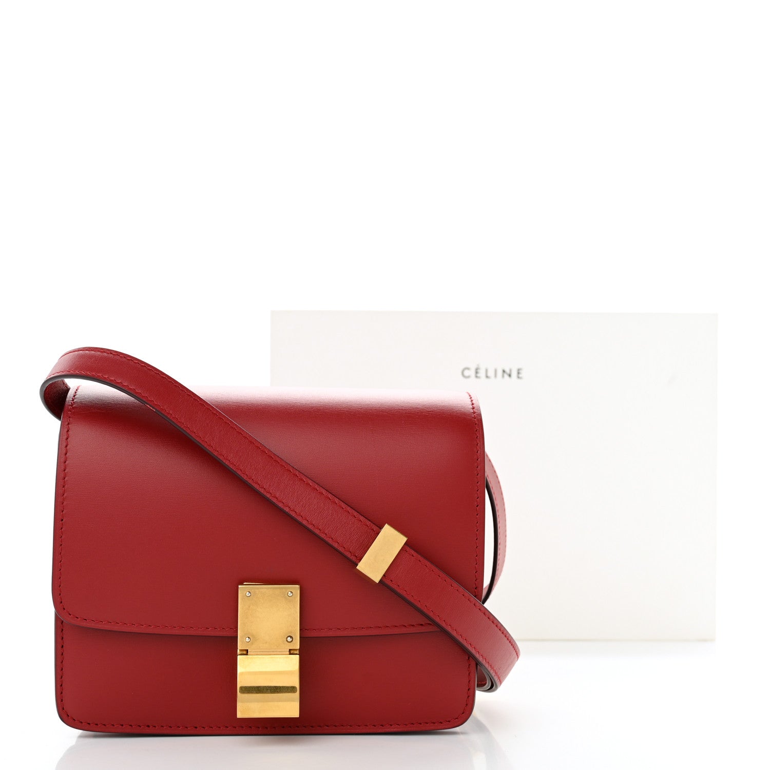Celine Smooth Calfskin Small Classic Box Flap Bag Red 14 of 14