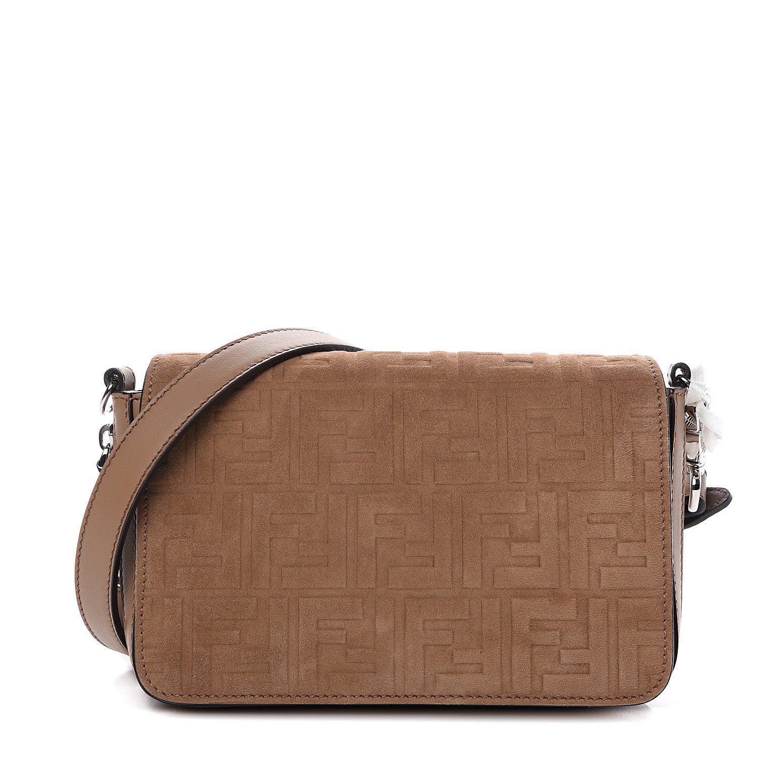 Fendi Vitello Grace Suede FF 1974 Embossed Mini Expandable Flap Bag Sand Sughero 1 of 9