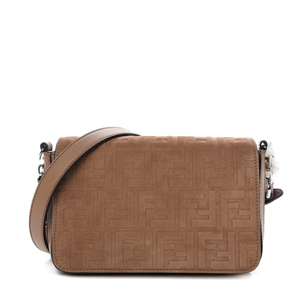 Fendi Vitello Grace Suede FF 1974 Embossed Mini Expandable Flap Bag Sand Sughero 1 of 9