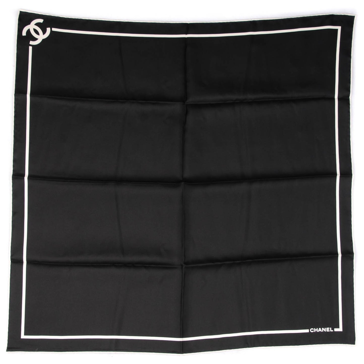 Silk CC Logo Stripe Scarf Black White