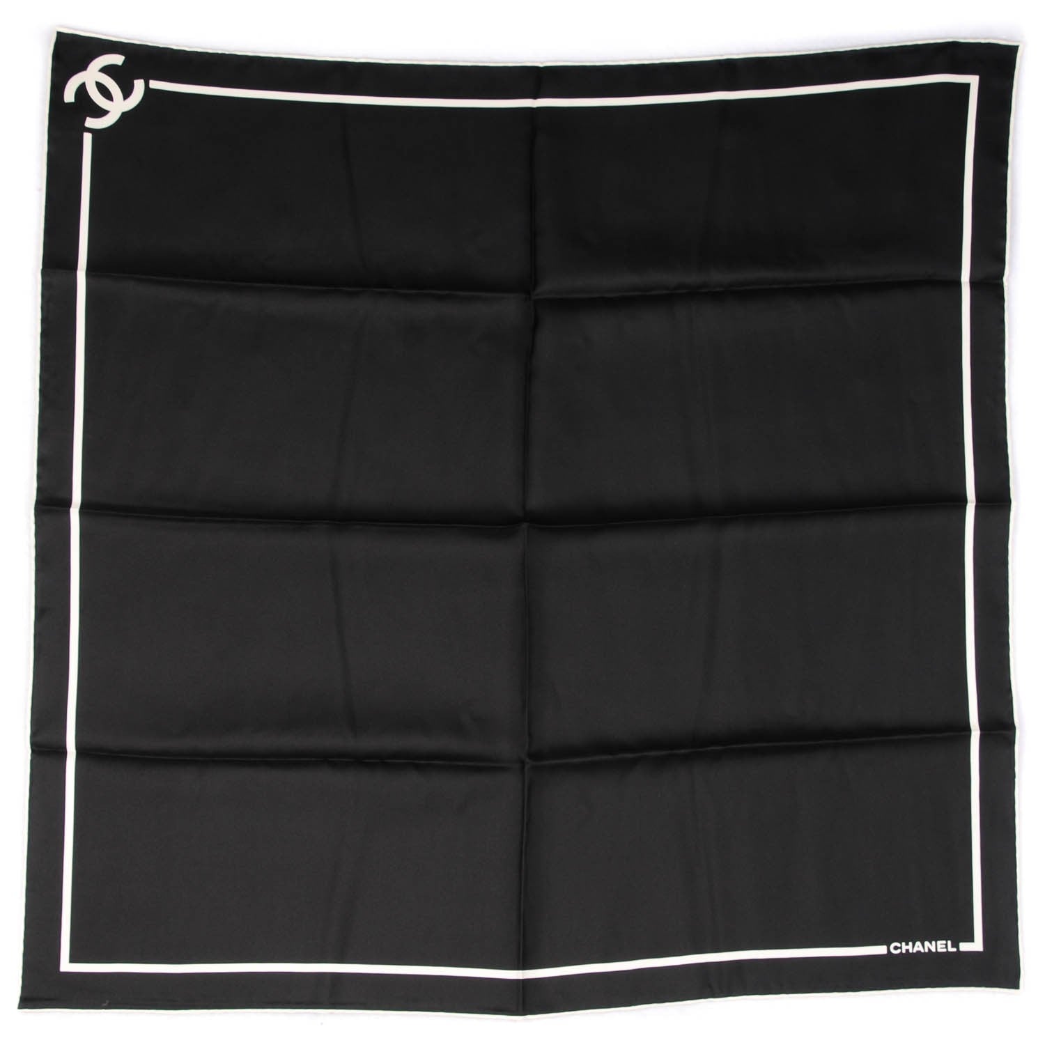 Chanel Silk CC Logo Stripe Scarf Black White 2 of 5