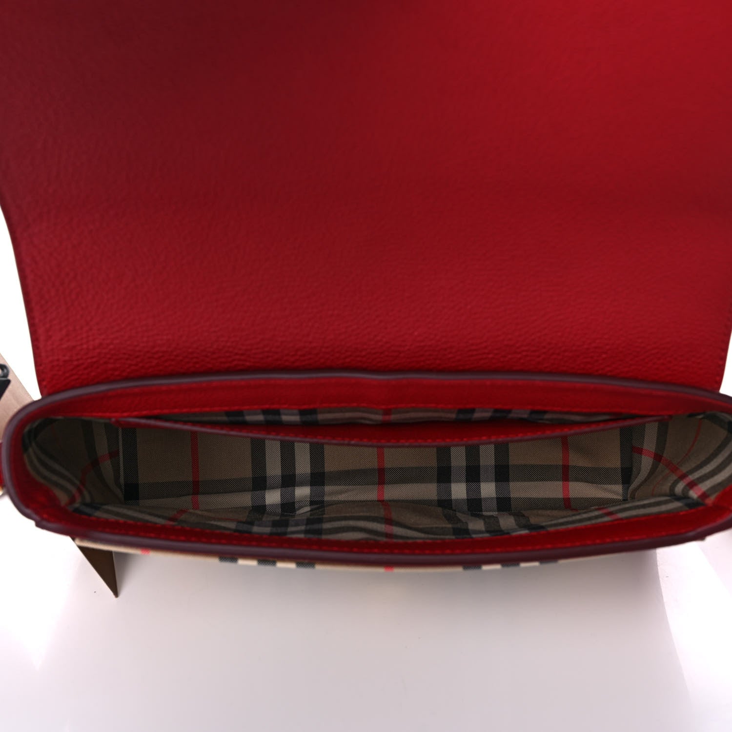 Burberry Calfskin Vintage Check Note Crossbody Bag Carmine Red 4 of 8