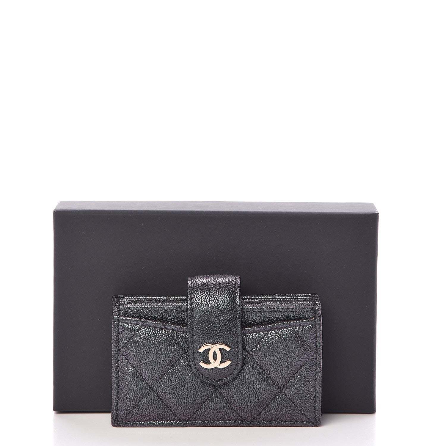 Chanel Iridescent Caviar Quilted Gusseted Card Holder Black 9 of 9