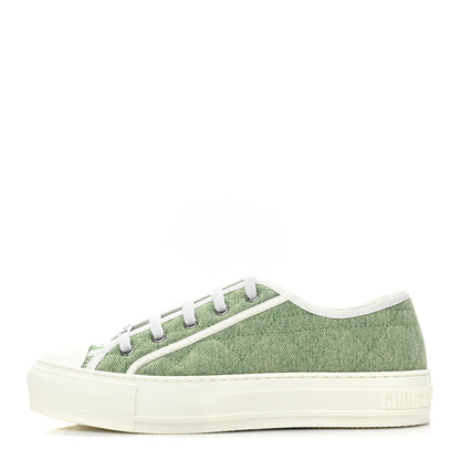 Christian Dior Canvas Cannage Walk 'N' Dior Low Top Sneakers 37.5 Pale Green 1 of 11