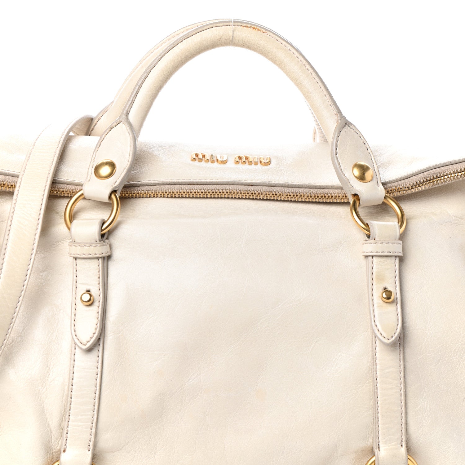 Miu Miu Vitello Lux Medium Bow Bag Talco 7 of 11