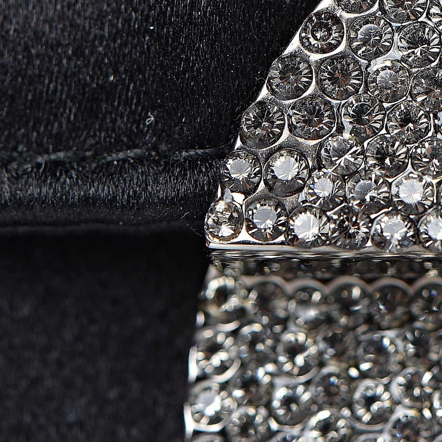 Satin Crystal Clutch Black