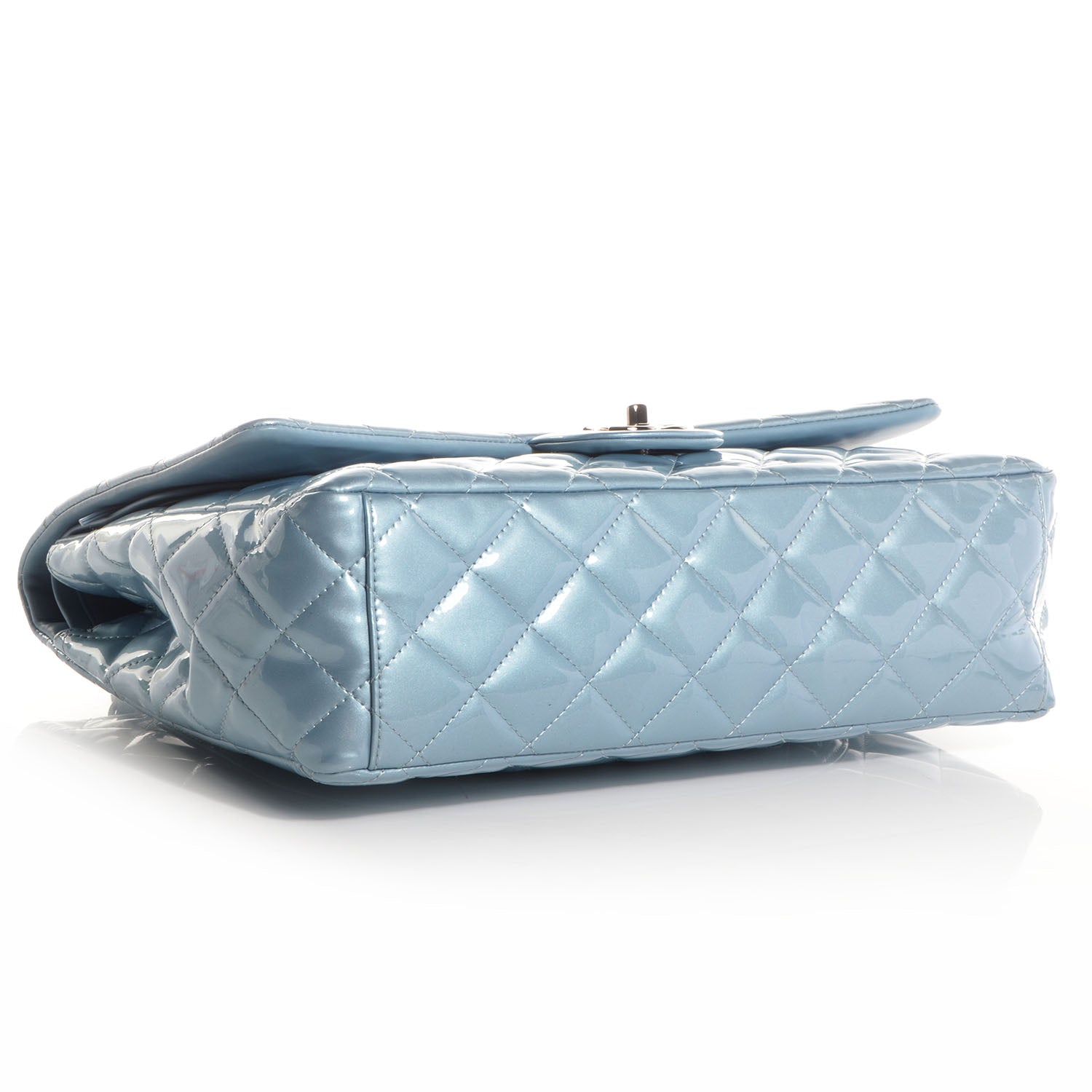 Chanel Patent Maxi Double Flap Light Blue 4 of 8