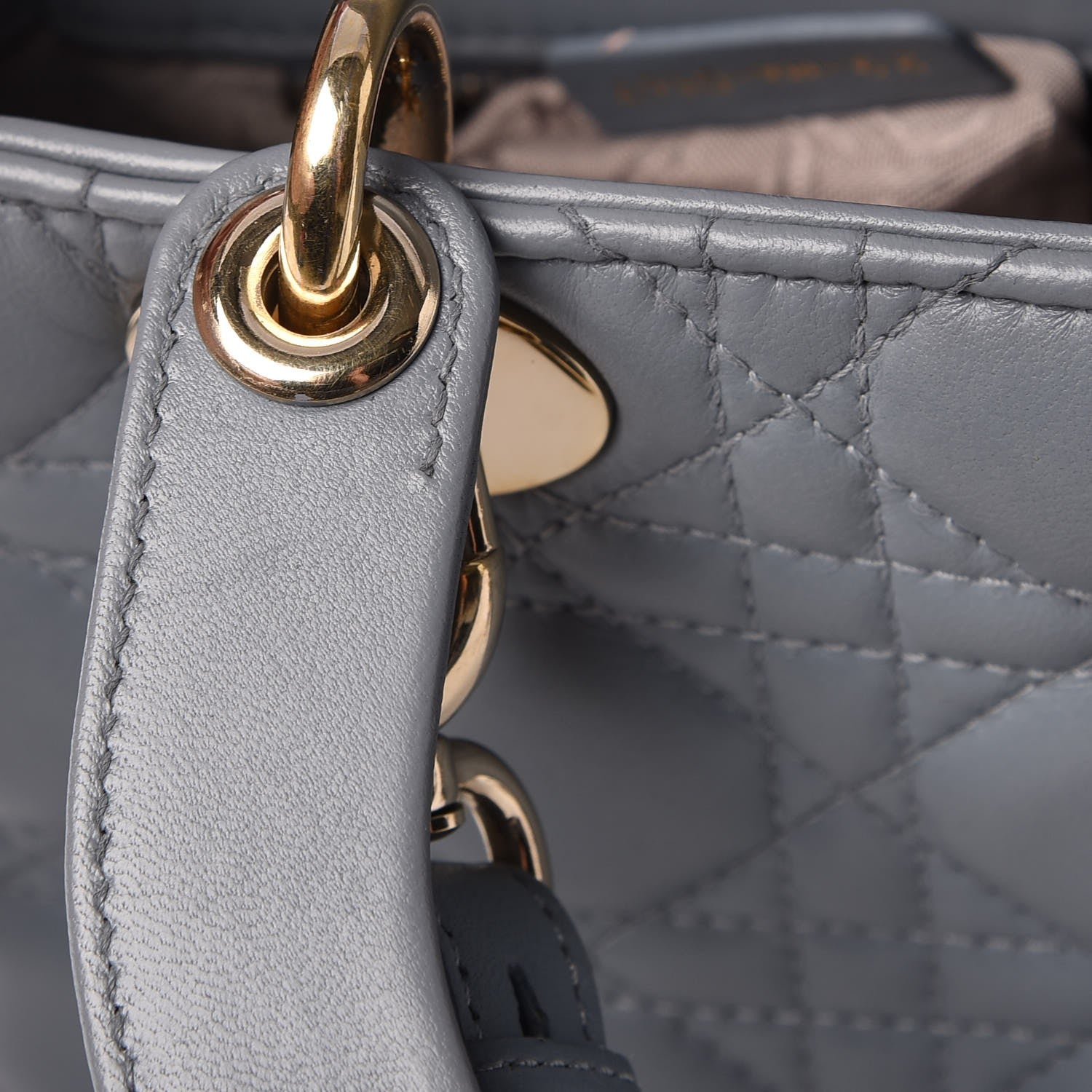 Christian Dior Lambskin Cannage Small Lucky Badges My Lady Dior Grey 14 of 18