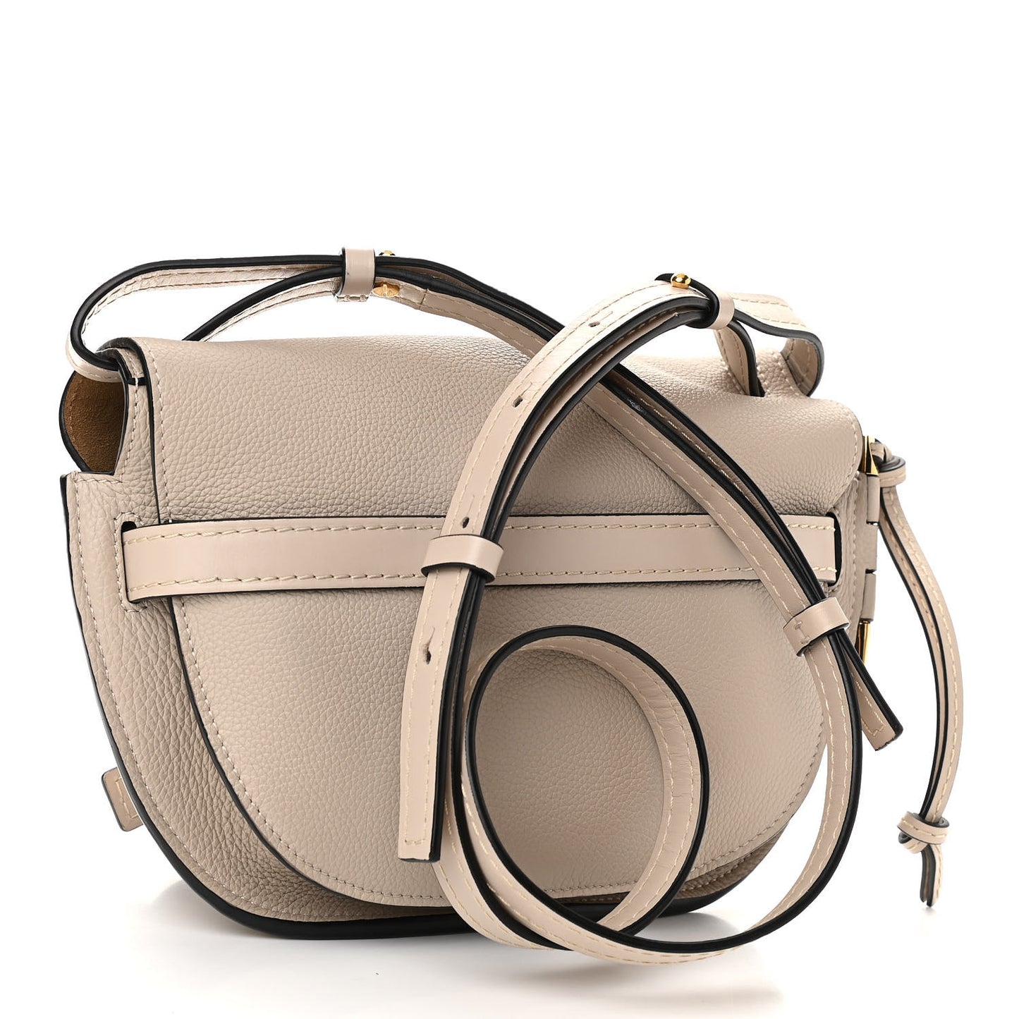 Grained Calfskin Small Gate Crossbody Bag Light Oat