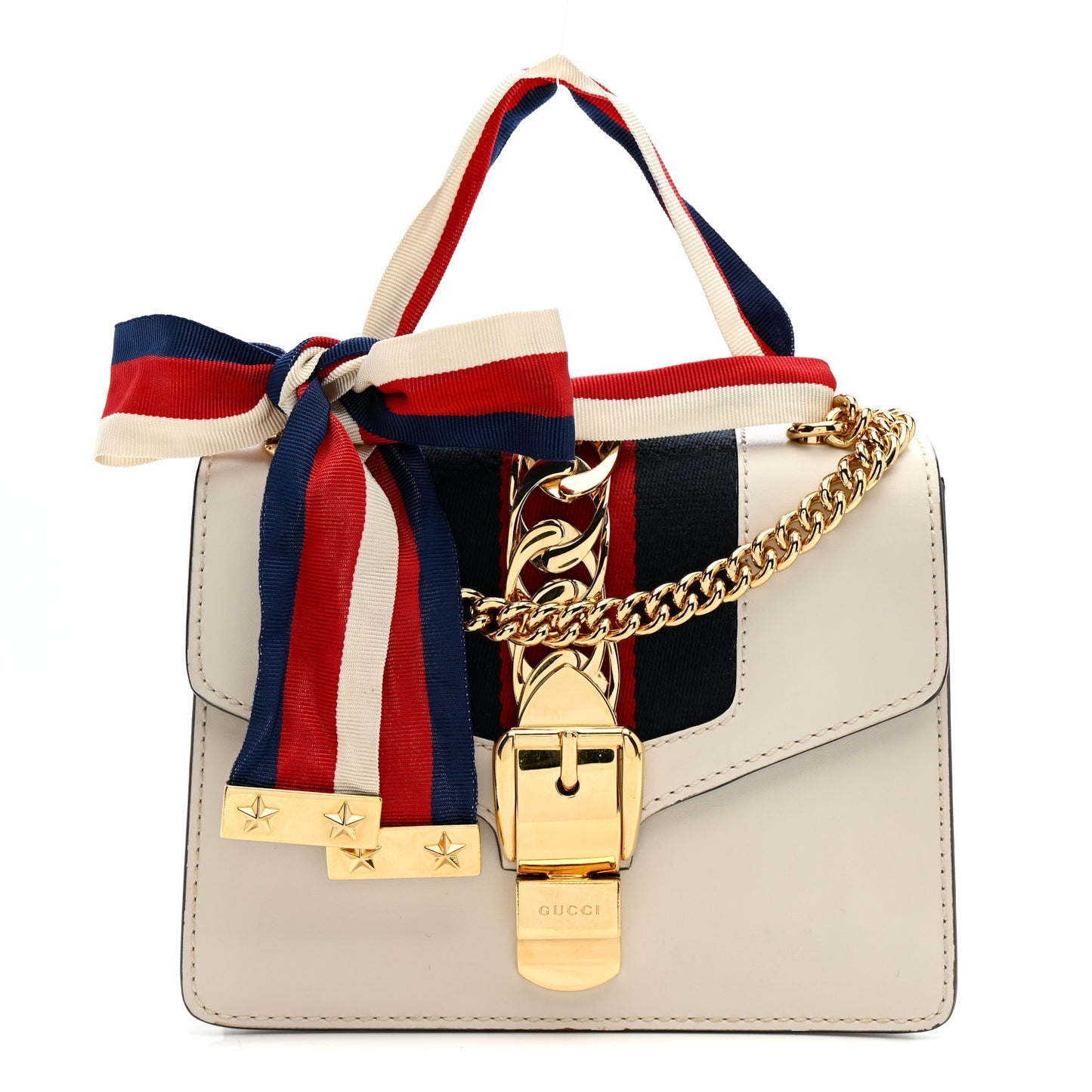 Calfskin Mini Sylvie Chain Shoulder Bag White