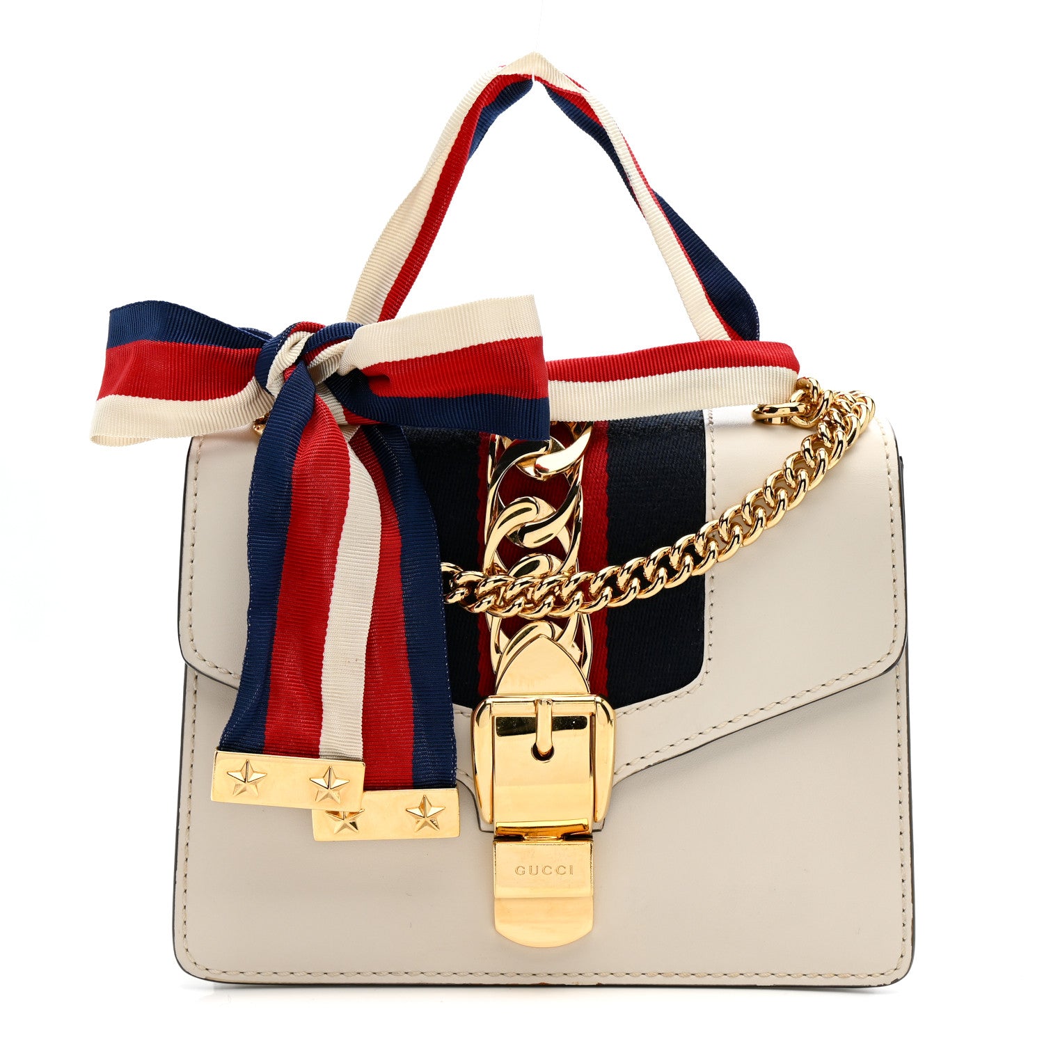 Gucci Calfskin Mini Sylvie Chain Shoulder Bag White 1 of 16