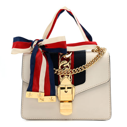 Gucci Calfskin Mini Sylvie Chain Shoulder Bag White 1 of 16