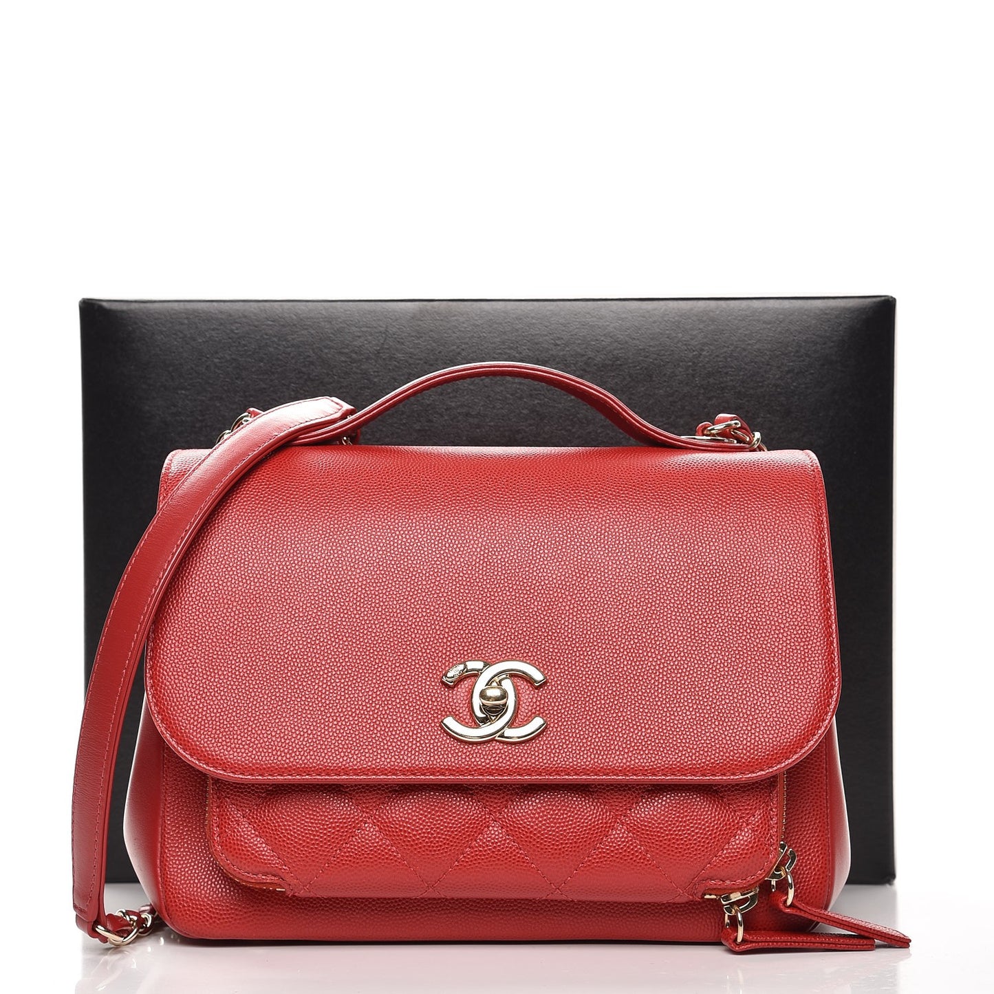 Caviar Quilted Small Business Affinity Flap Red