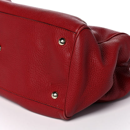 Gucci Pebbled Calfskin Medium Bamboo Shopper Tote Red 11 of 14