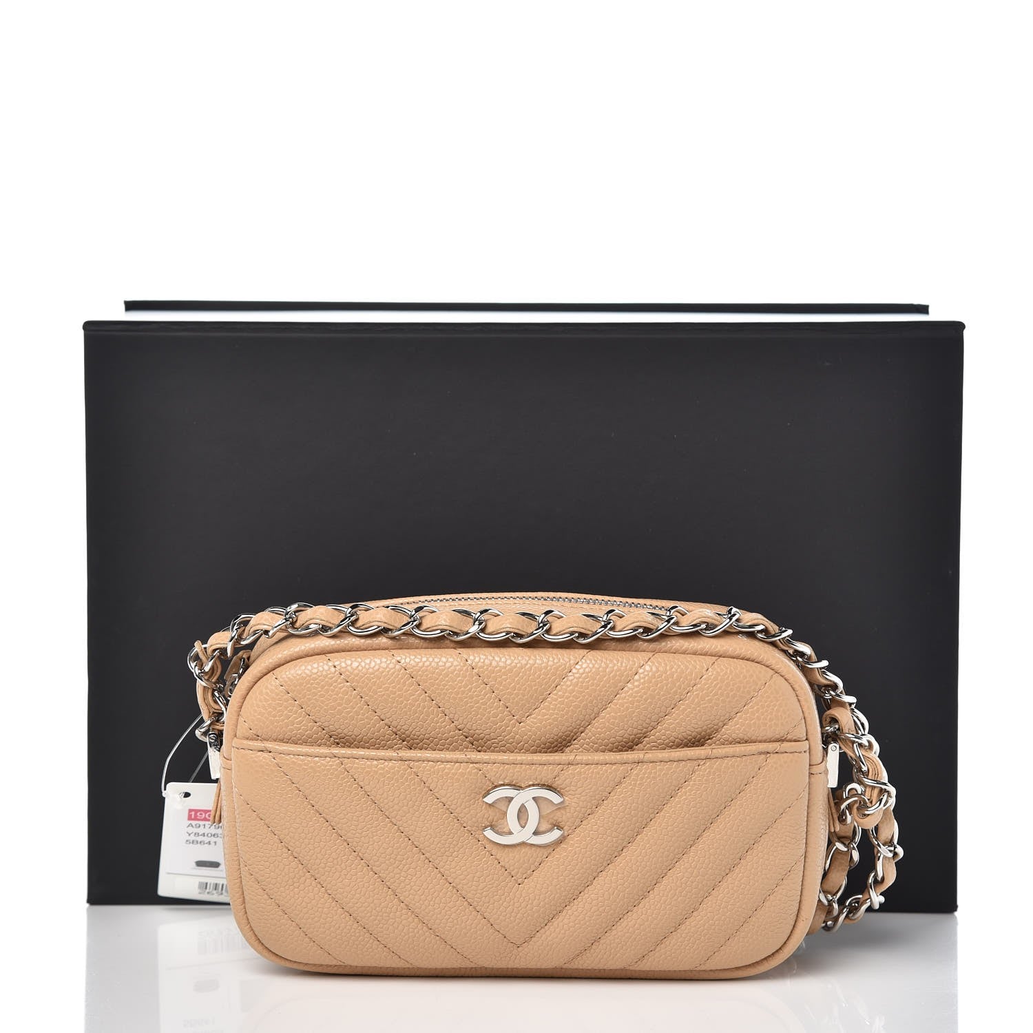 Chanel Caviar Chevron Quilted Camera Case Beige 1 of 1