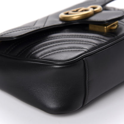 Gucci Calfskin Matelasse Mini GG Marmont Shoulder Bag Black 6 of 12